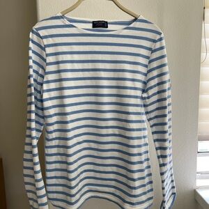 Saint James Women’s Classic Blue and White Breton Top sz8